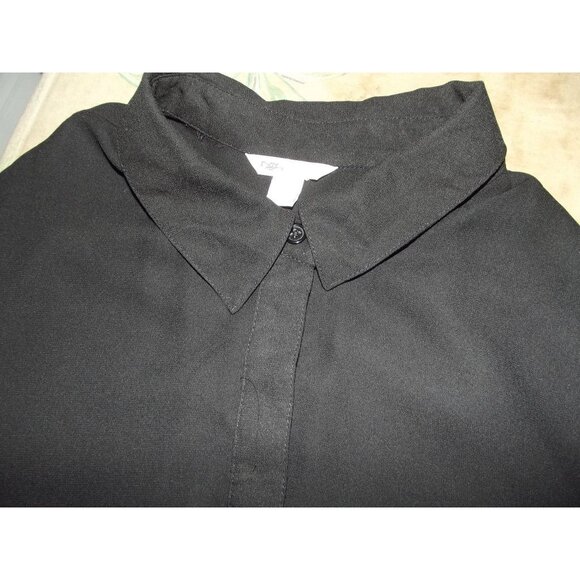 Cato Tunic Blouse Womens Small black burnt orange print semi sheer long sleeve - Picture 13 of 14